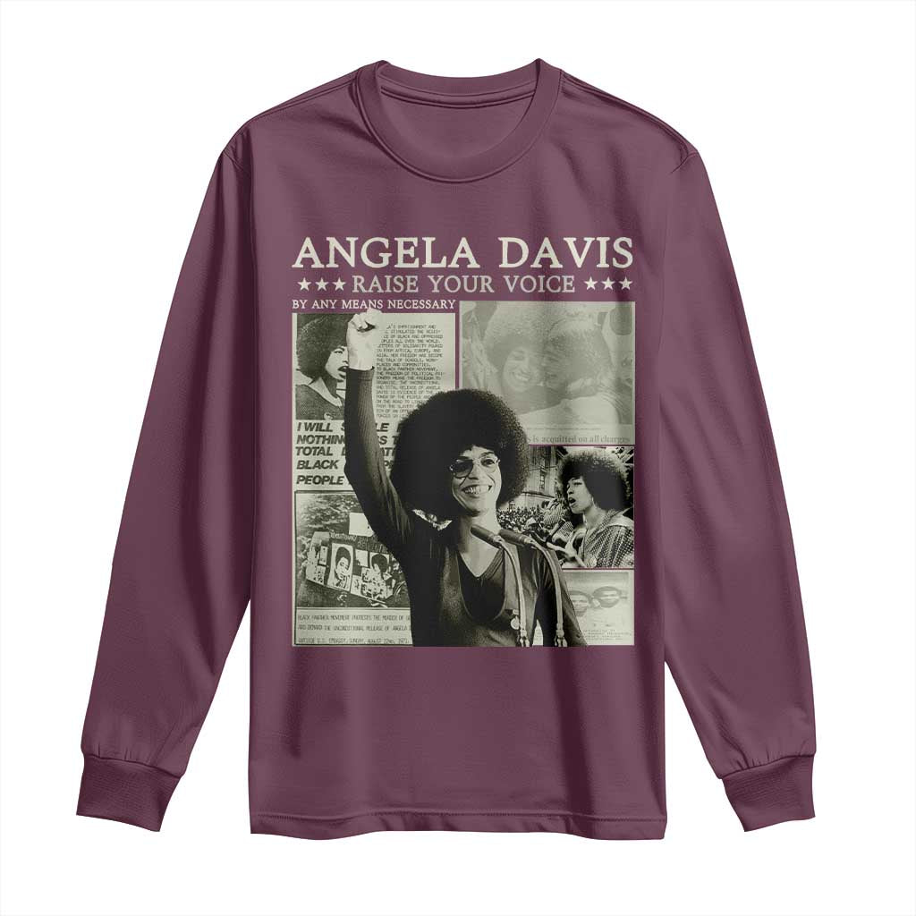 Black History Month Angela Davis Long Sleeve Shirt Raise Your Voice Feminist Human Rights