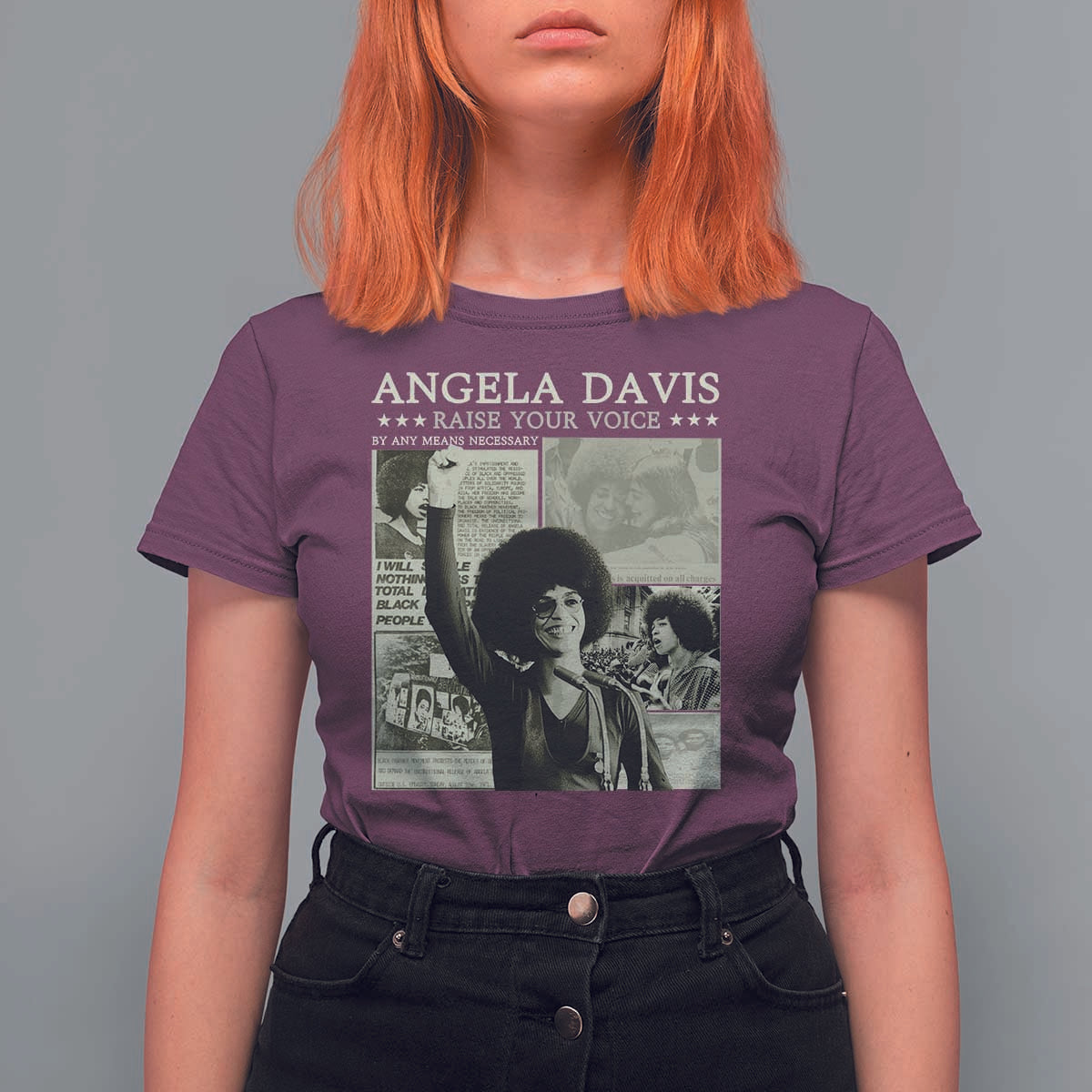 Black History Month Angela Davis T Shirt For Women Raise Your Voice Feminist Human Rights