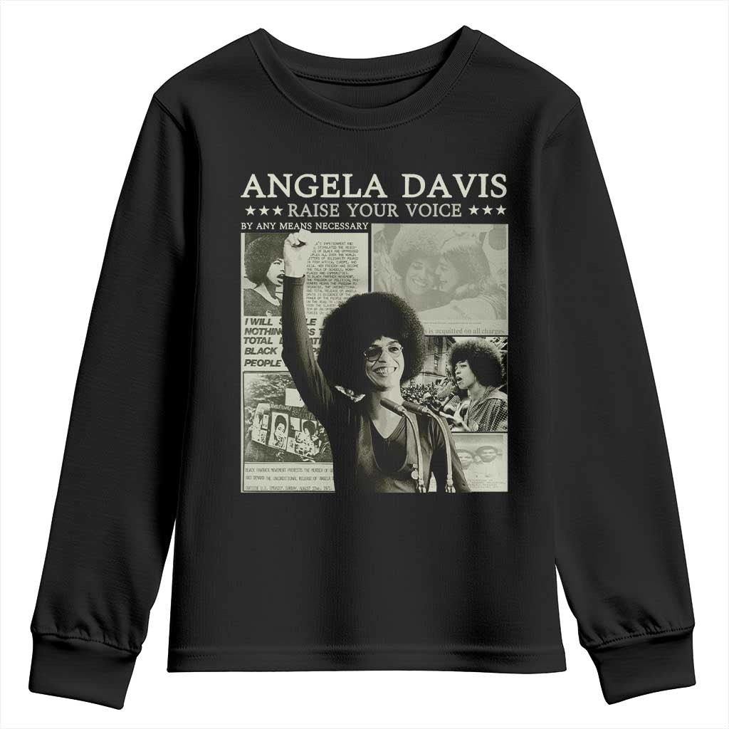 Black History Month Angela Davis Youth Sweatshirt Raise Your Voice Feminist Human Rights