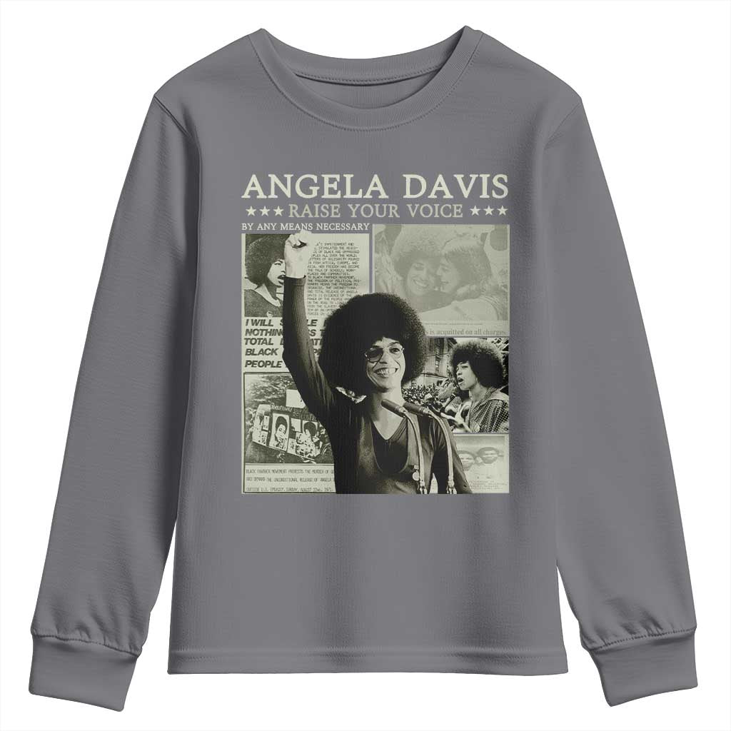 Black History Month Angela Davis Youth Sweatshirt Raise Your Voice Feminist Human Rights