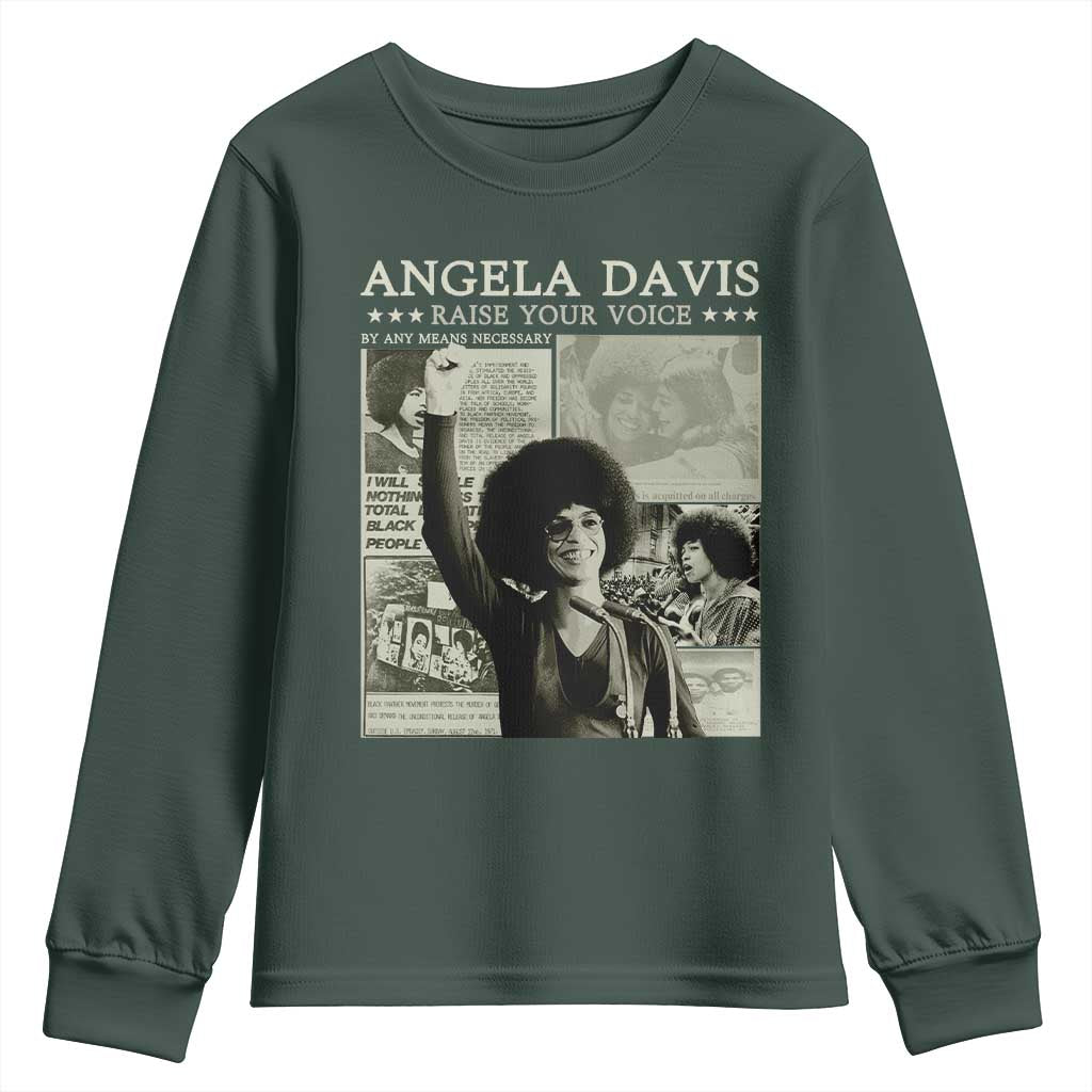 Black History Month Angela Davis Youth Sweatshirt Raise Your Voice Feminist Human Rights