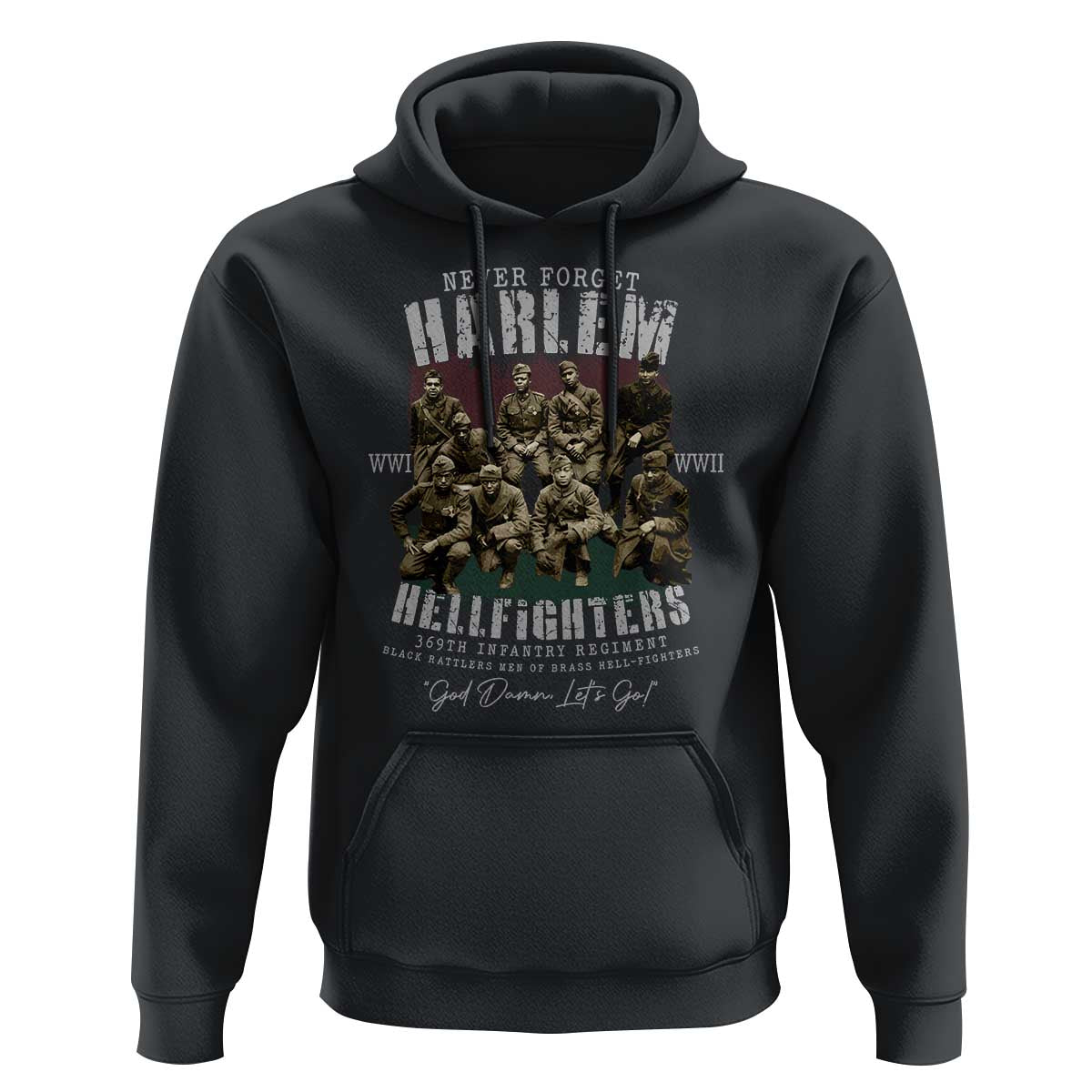 Halem Hellfighters Hoodie African American Black Military History Soldiers WWI WWII