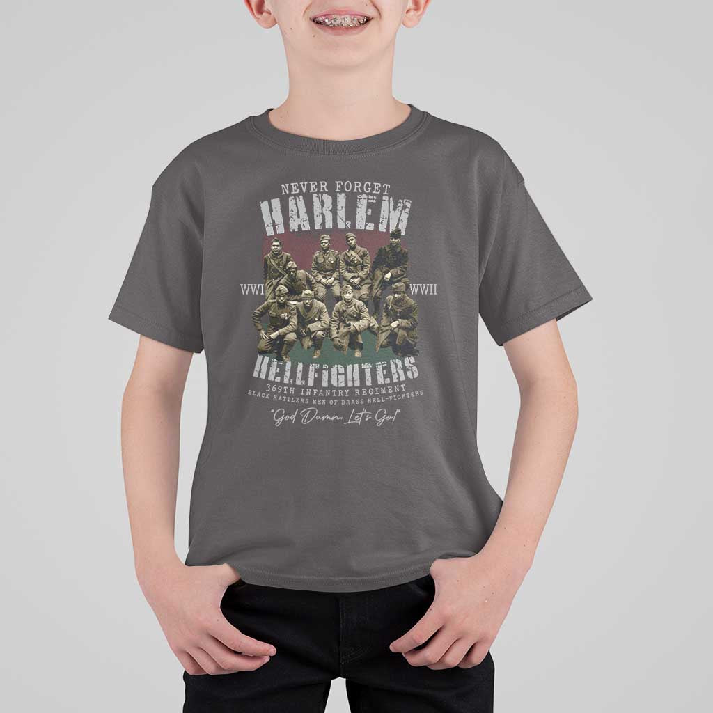 Halem Hellfighters T Shirt For Kid African American Black Military History Soldiers WWI WWII