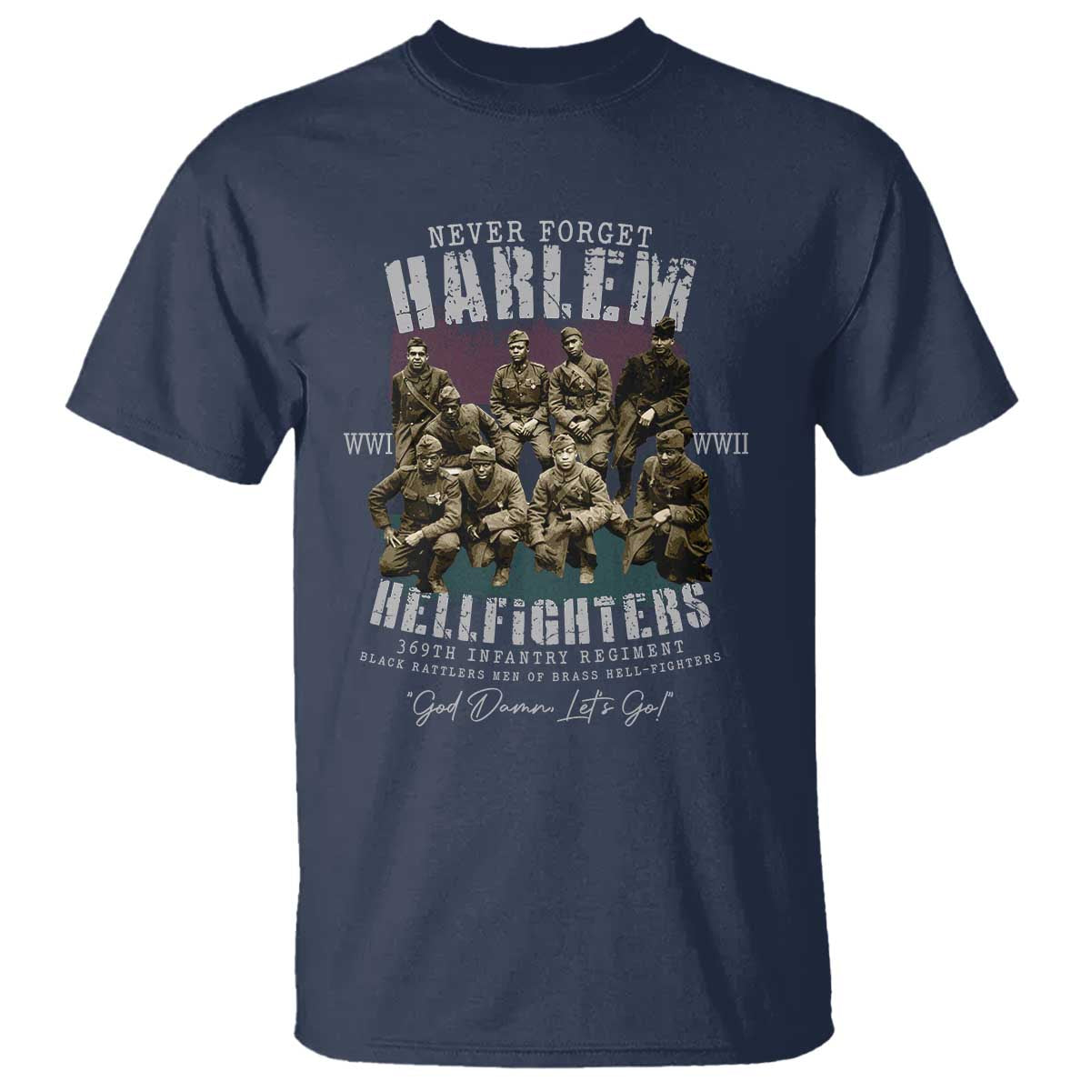 Halem Hellfighters T Shirt African American Black Military History Soldiers WWI WWII