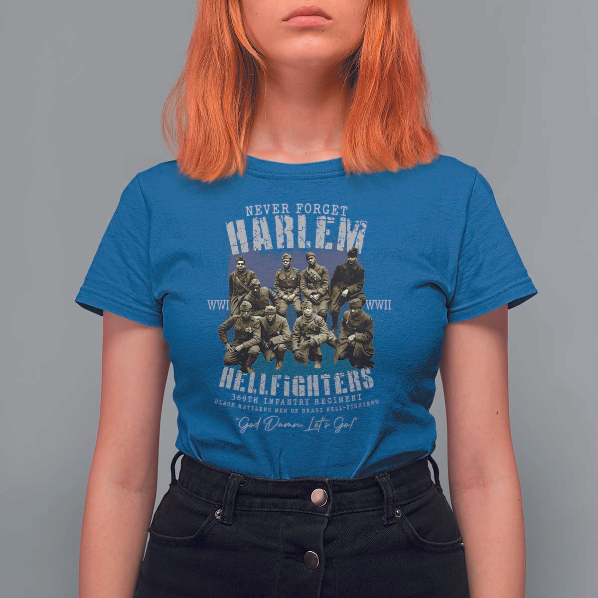 Halem Hellfighters T Shirt For Women African American Black Military History Soldiers WWI WWII