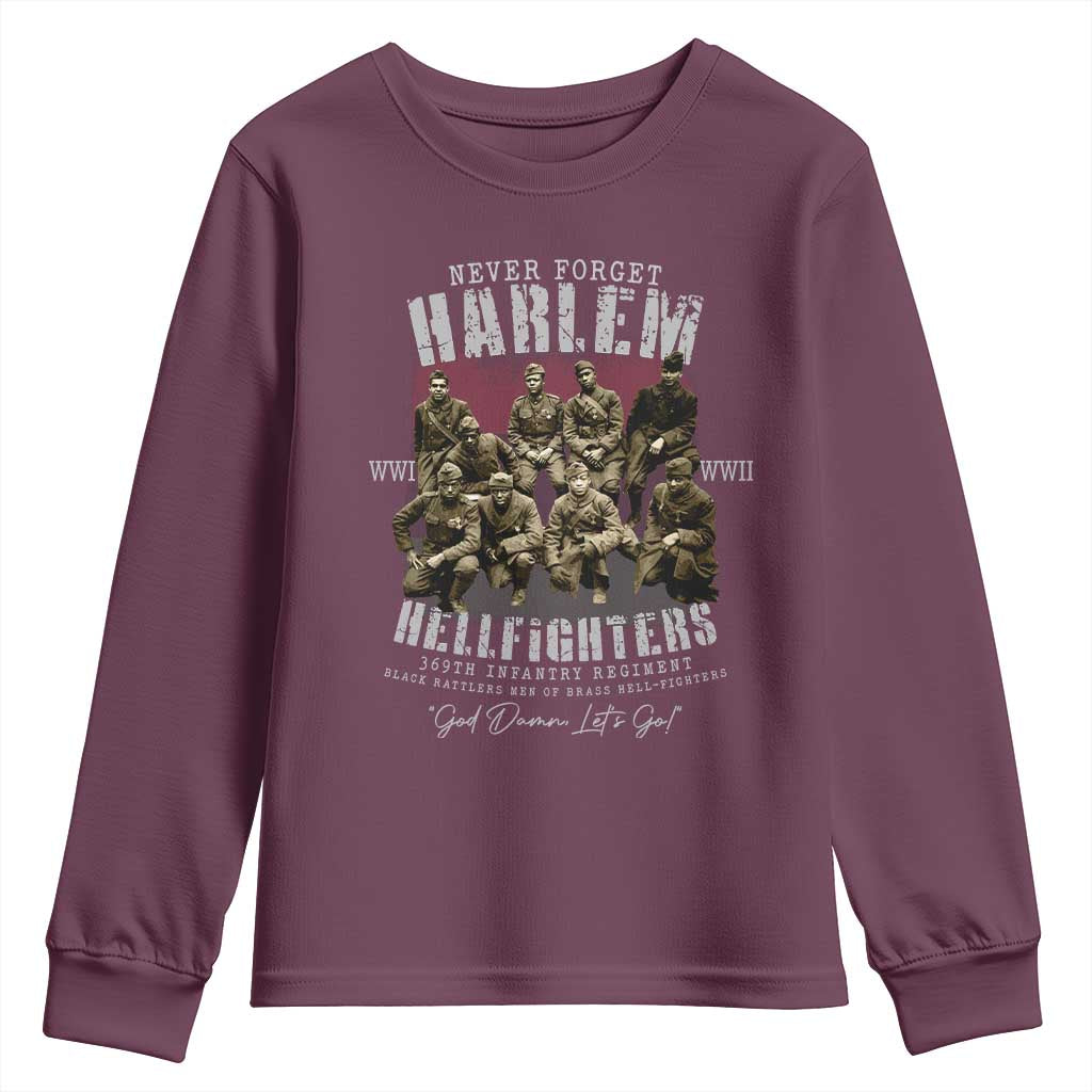 Halem Hellfighters Youth Sweatshirt African American Black Military History Soldiers WWI WWII