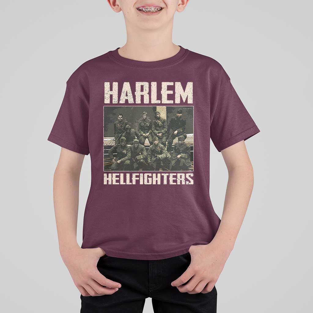 Halem Hellfighters T Shirt For Kid USA Black Military History Soldiers WWI WWII