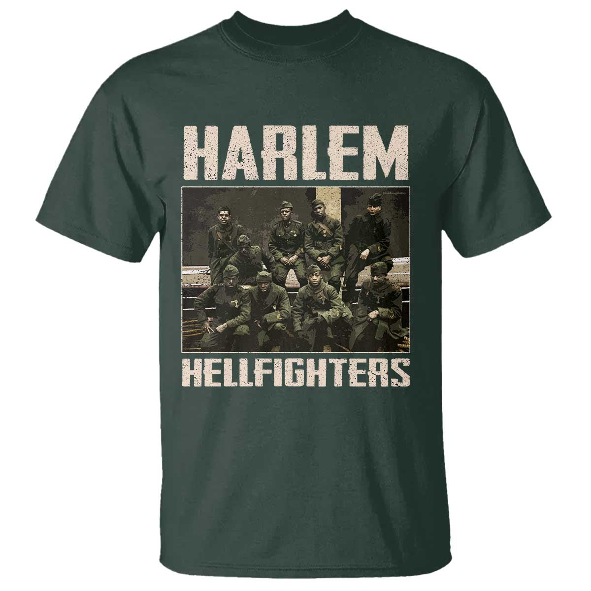 Halem Hellfighters T Shirt USA Black Military History Soldiers WWI WWII