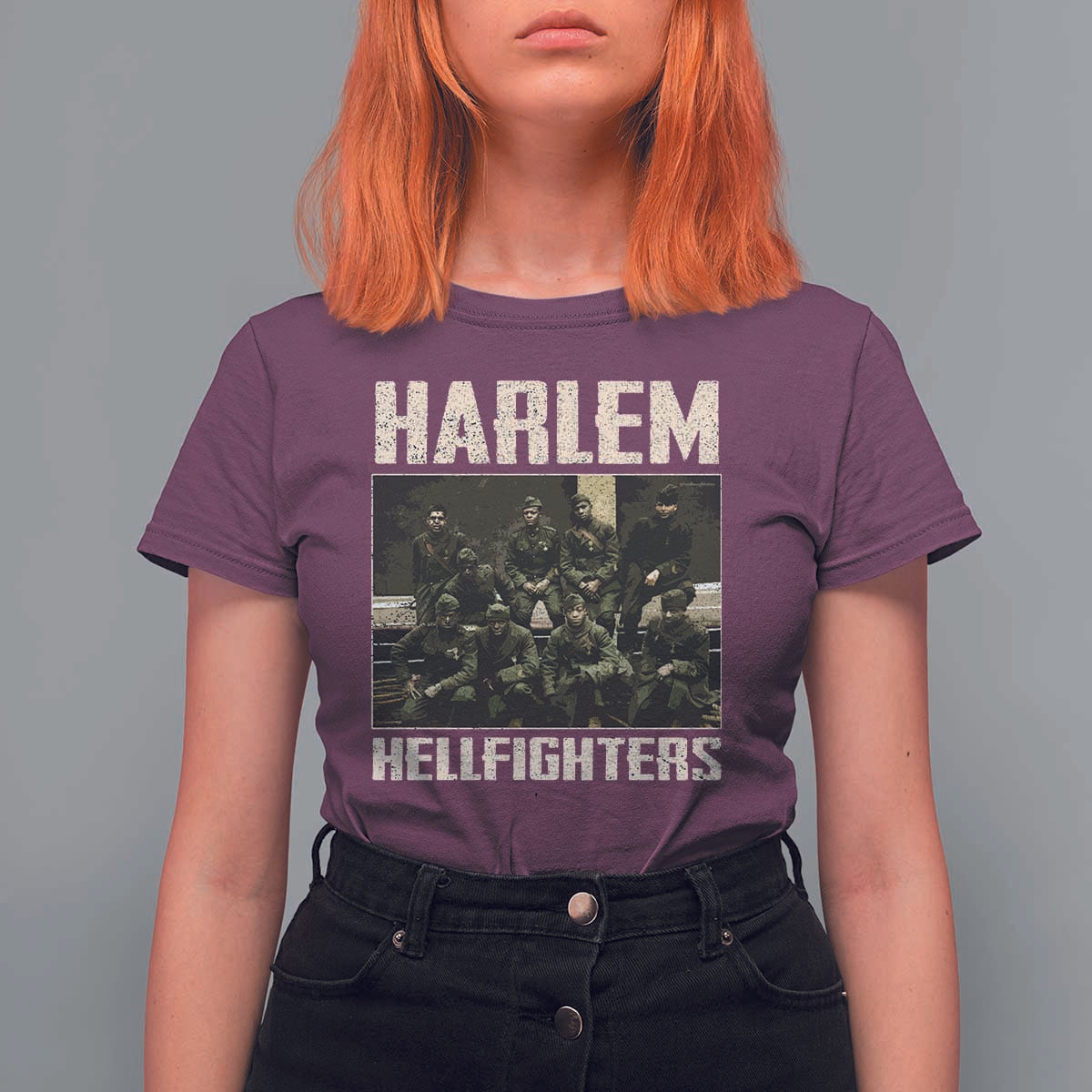 Halem Hellfighters T Shirt For Women USA Black Military History Soldiers WWI WWII