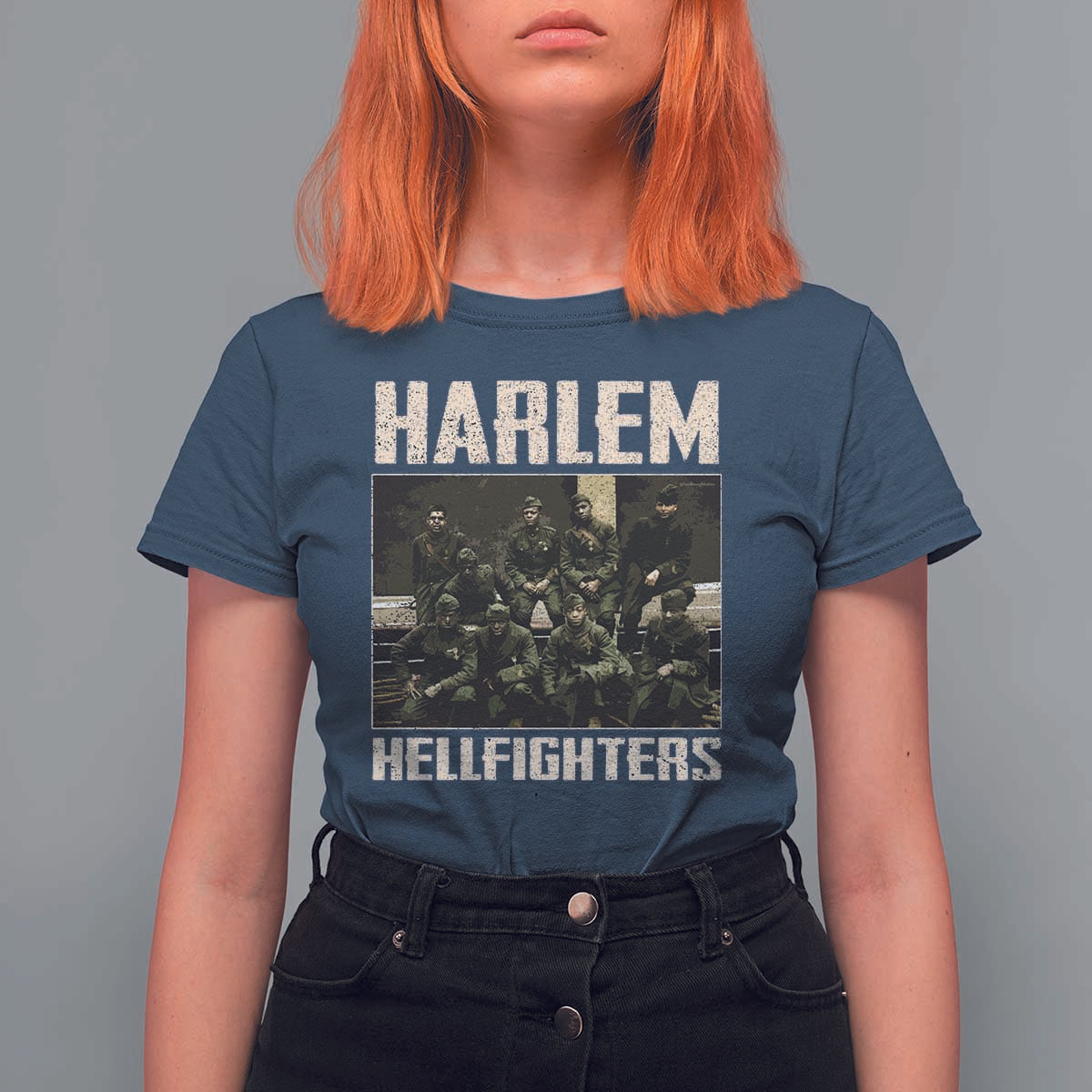 Halem Hellfighters T Shirt For Women USA Black Military History Soldiers WWI WWII