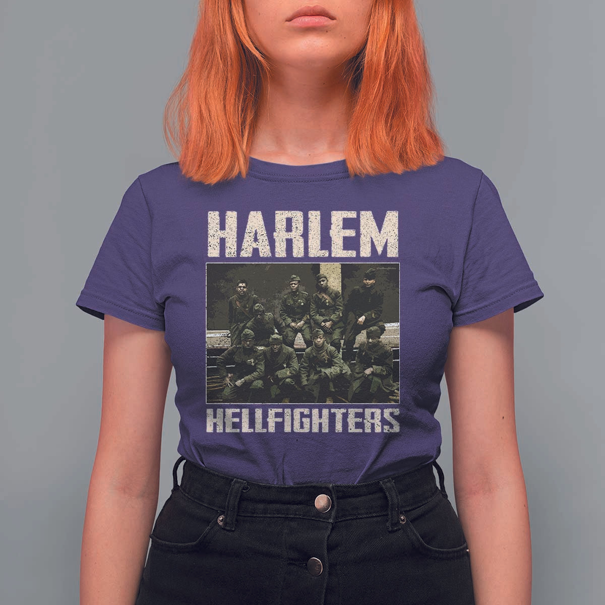 Halem Hellfighters T Shirt For Women USA Black Military History Soldiers WWI WWII