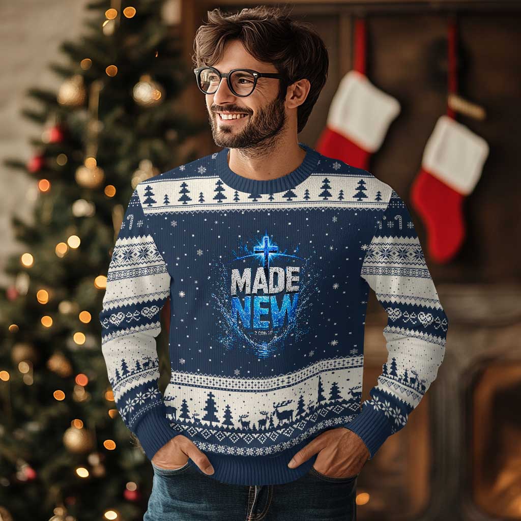 Christian Baptism Ugly Christmas Sweater Made Water Bible Verse Baptized