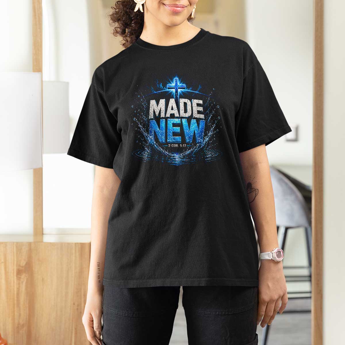 Christian Baptism T Shirt For Women Made Water Bible Verse Baptized