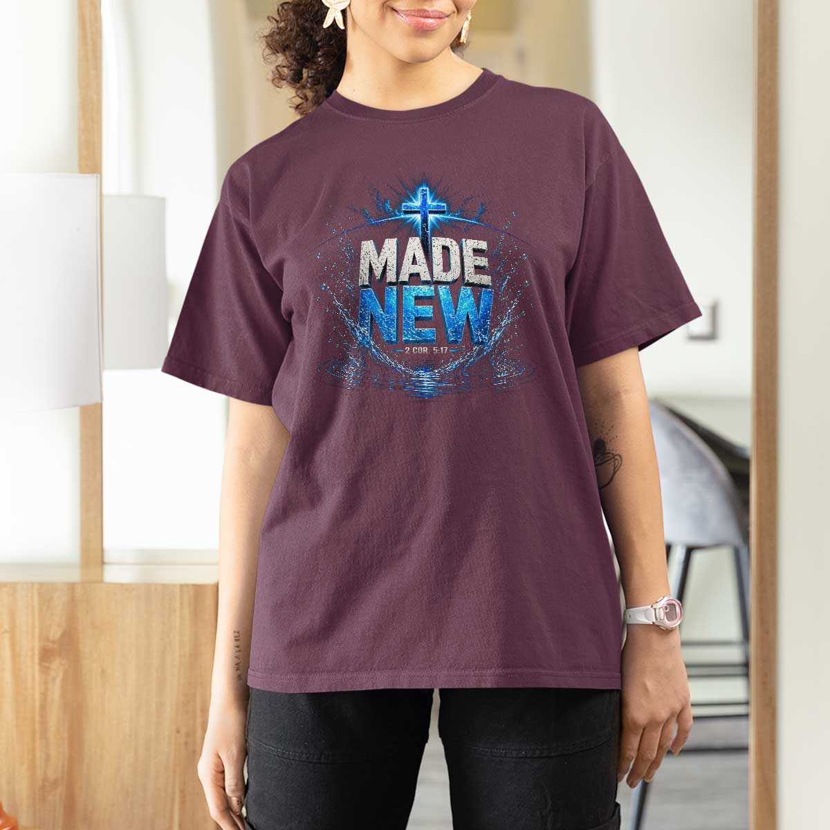 Christian Baptism T Shirt For Women Made Water Bible Verse Baptized