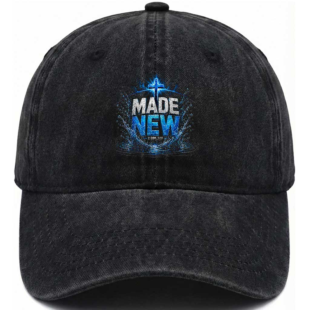 Christian Baptism Washed Cotton Baseball Cap Made Water Bible Verse Baptized