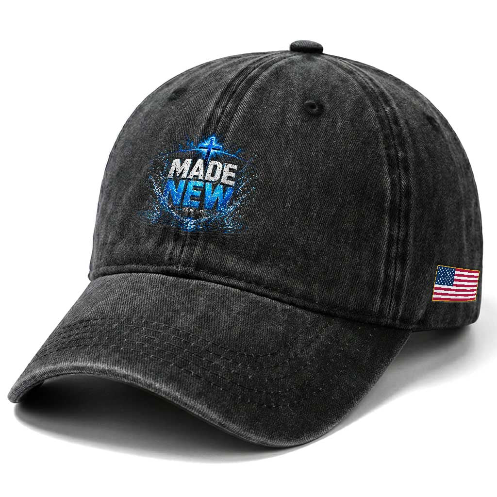 Christian Baptism Washed Cotton Baseball Cap Made Water Bible Verse Baptized