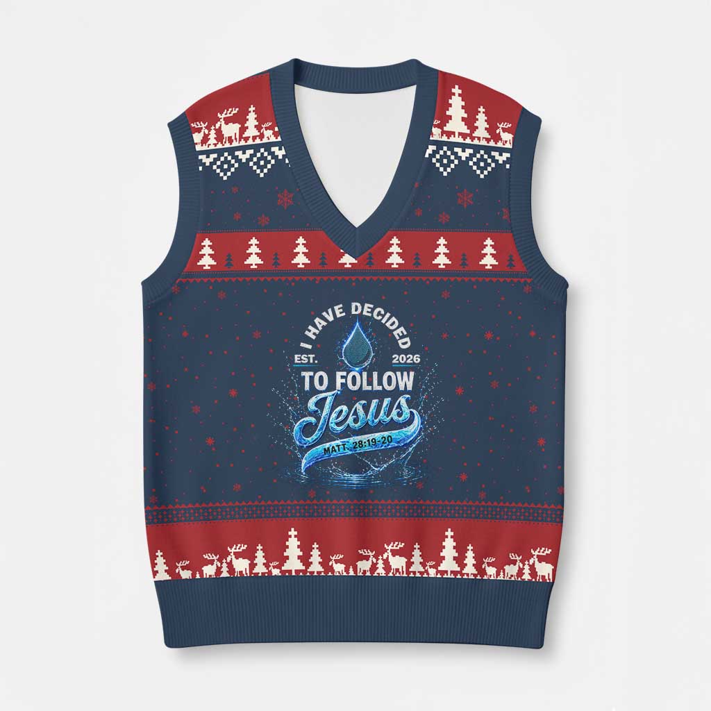 New Baptist Believer V-Neck Knit Sweater Vest Have Decided To Follow Jesus 2026