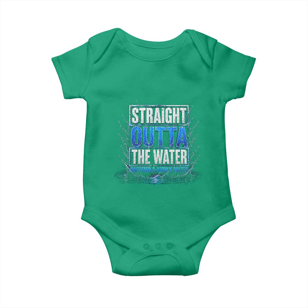 Baptism Baby Onesie Straight Outta Water Christian Baptized
