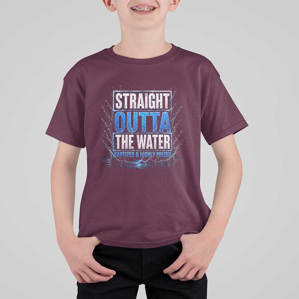 Baptism T Shirt For Kid Straight Outta Water Christian Baptized