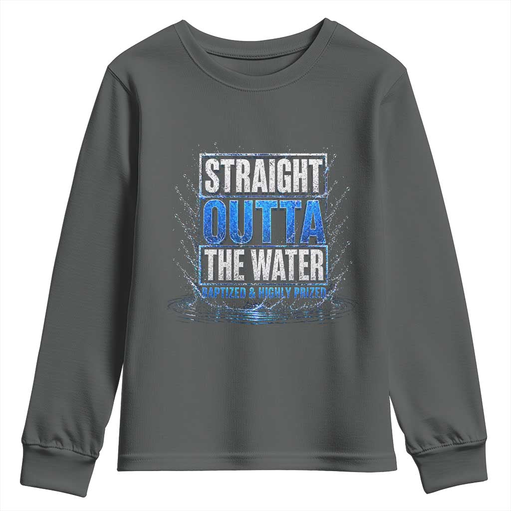 Baptism Youth Sweatshirt Straight Outta Water Christian Baptized