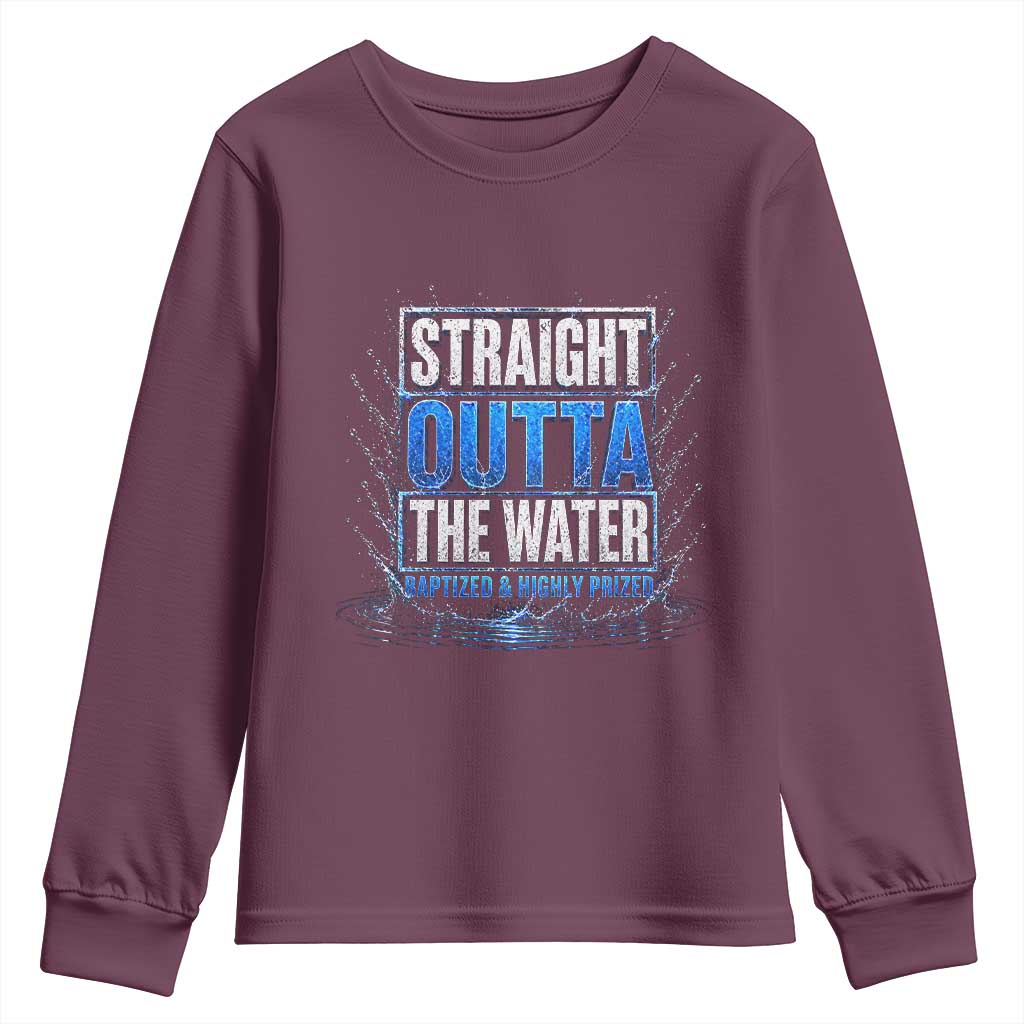 Baptism Youth Sweatshirt Straight Outta Water Christian Baptized