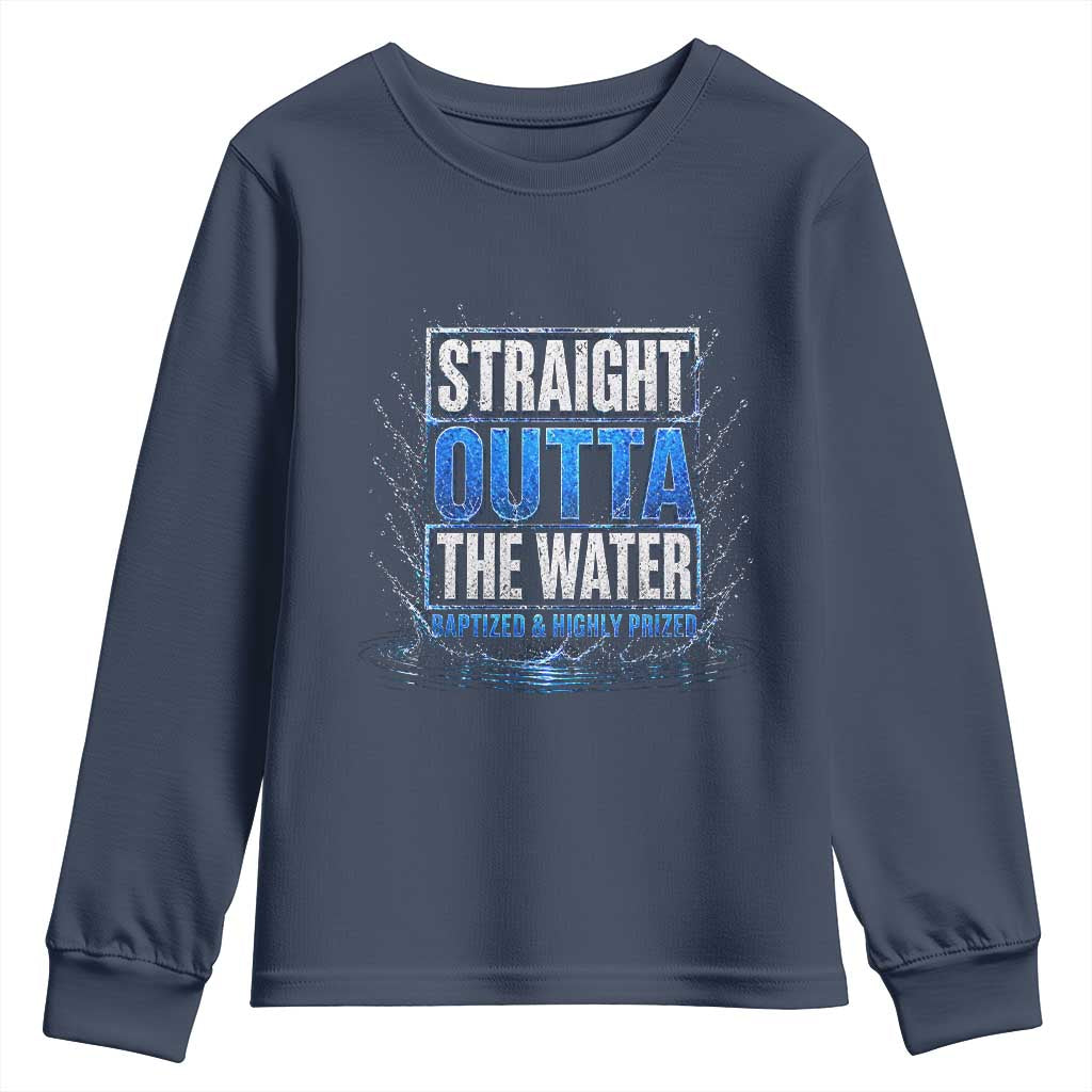 Baptism Youth Sweatshirt Straight Outta Water Christian Baptized