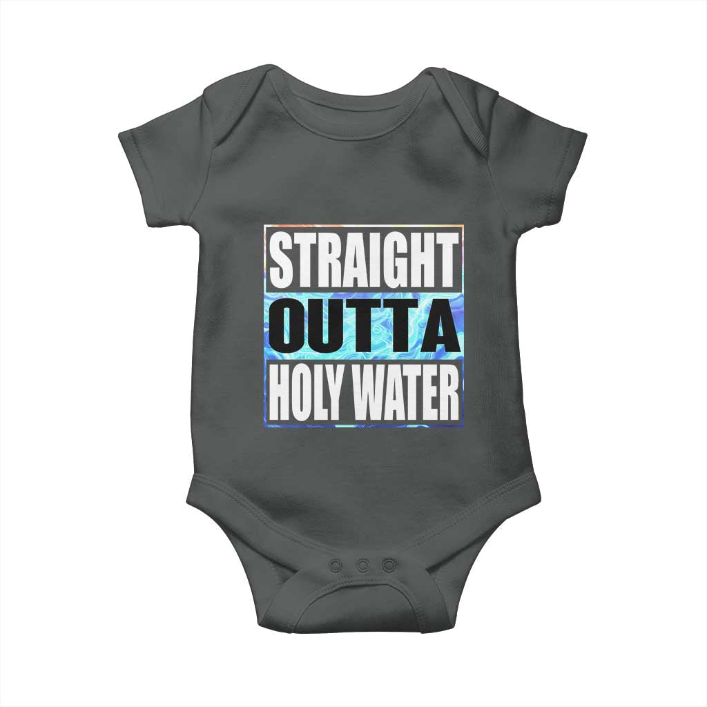 Straight Outta Holy Water Baby Onesie Baptismal Baptism Christening