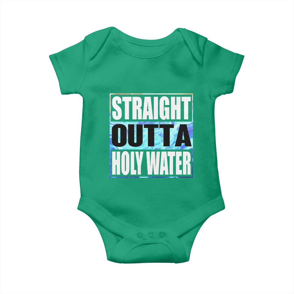 Straight Outta Holy Water Baby Onesie Baptismal Baptism Christening