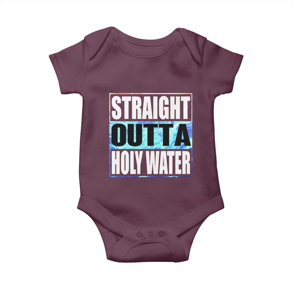 Straight Outta Holy Water Baby Onesie Baptismal Baptism Christening