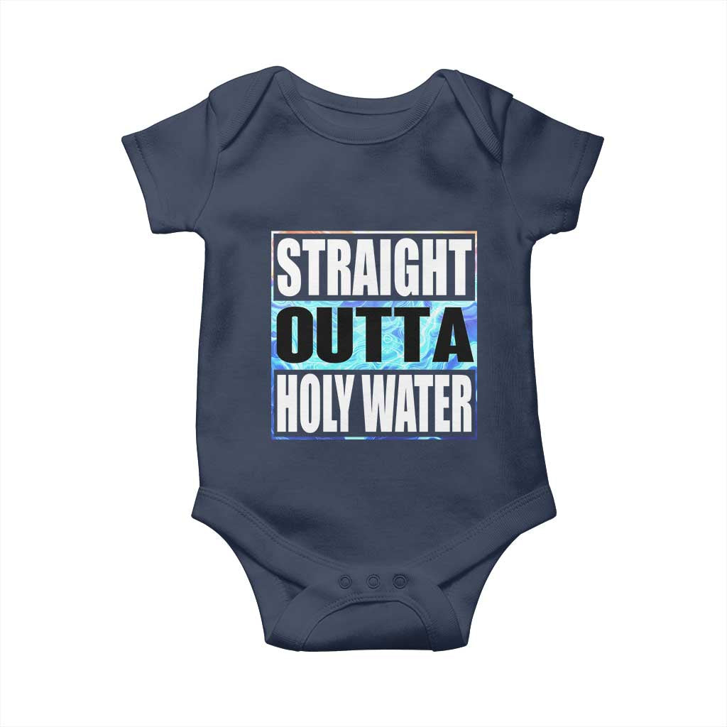 Straight Outta Holy Water Baby Onesie Baptismal Baptism Christening