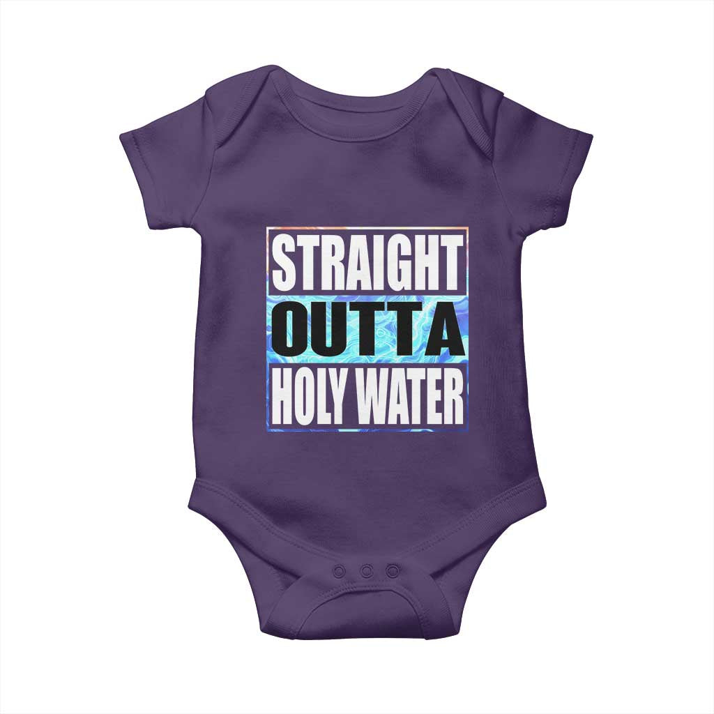 Straight Outta Holy Water Baby Onesie Baptismal Baptism Christening