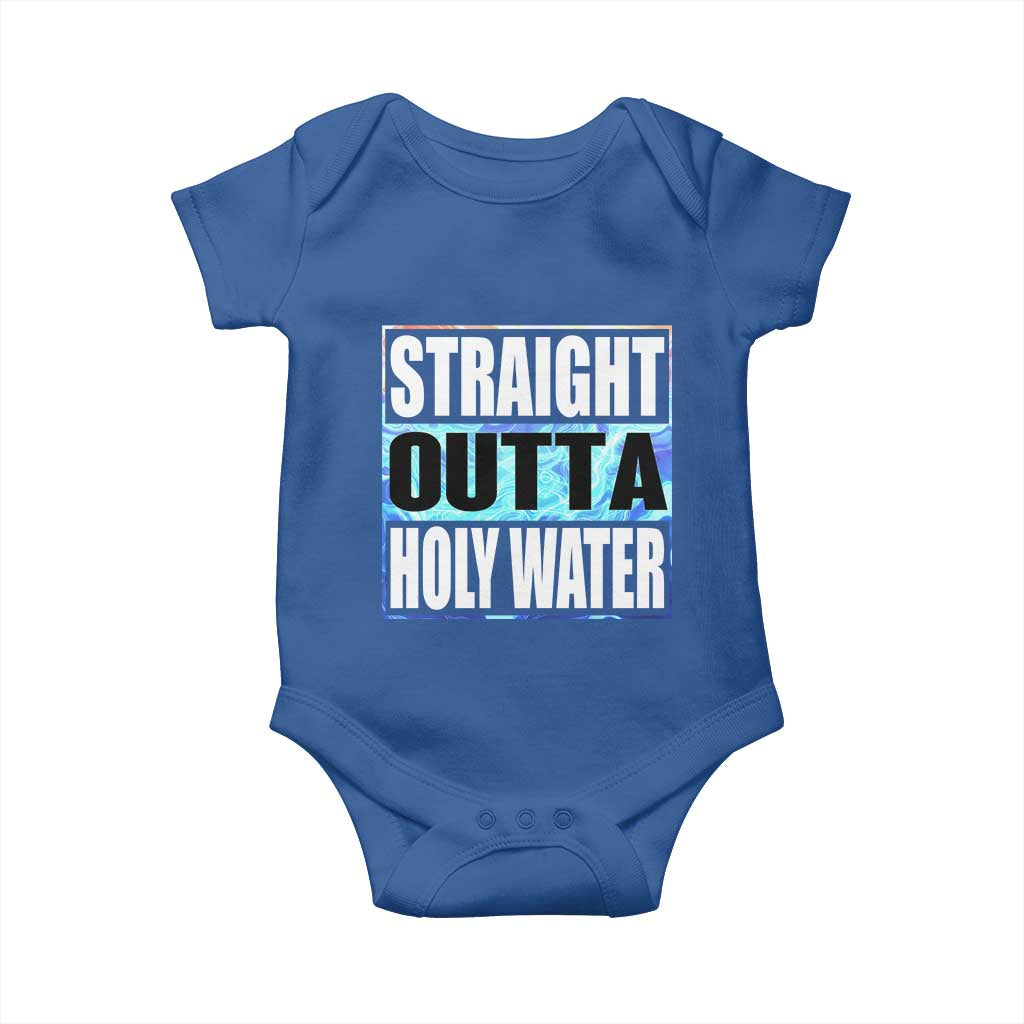 Straight Outta Holy Water Baby Onesie Baptismal Baptism Christening