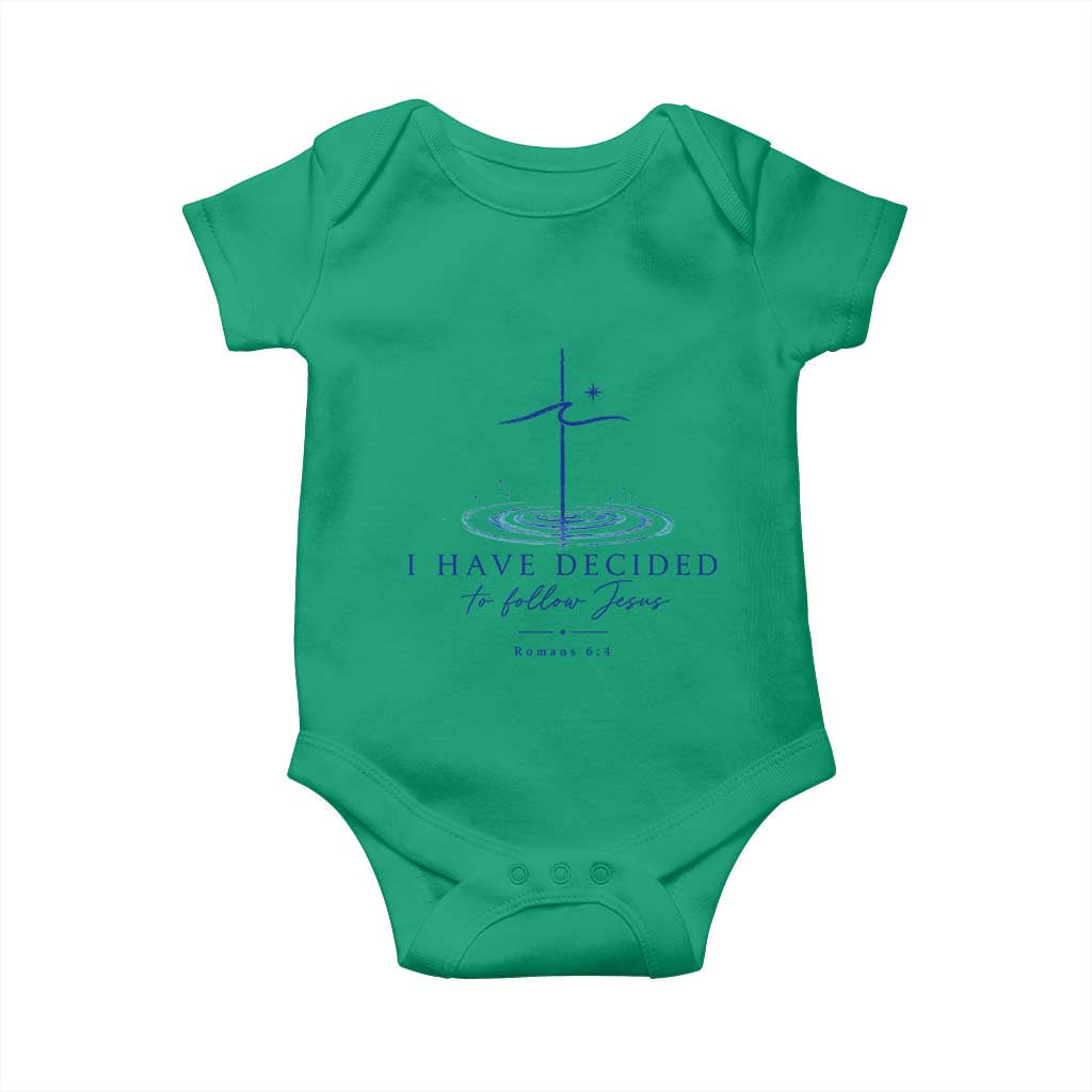 New Believer Baby Onesie I Have Decided To Follow Jesus In Baptism Cross Water