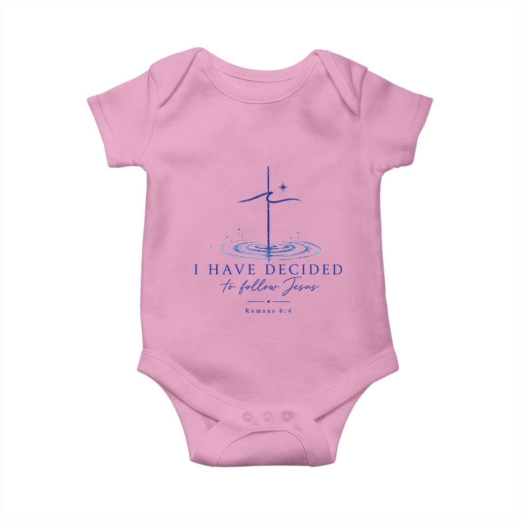 New Believer Baby Onesie I Have Decided To Follow Jesus In Baptism Cross Water