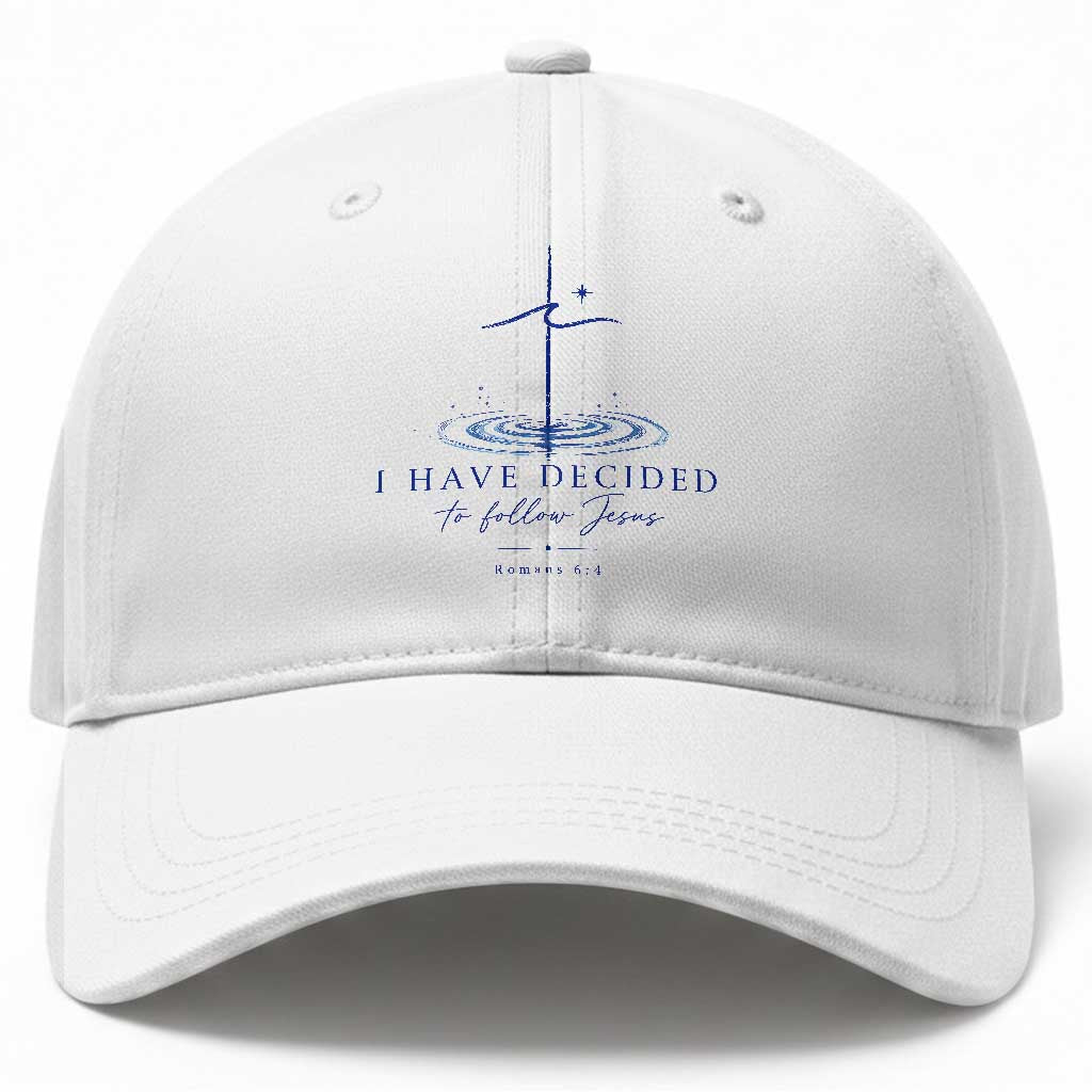 New Believer Baseball Cap I Have Decided To Follow Jesus In Baptism Cross Water
