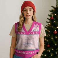 New Believer V-Neck Knit Sweater Vest I Have Decided To Follow Jesus In Baptism Cross Water