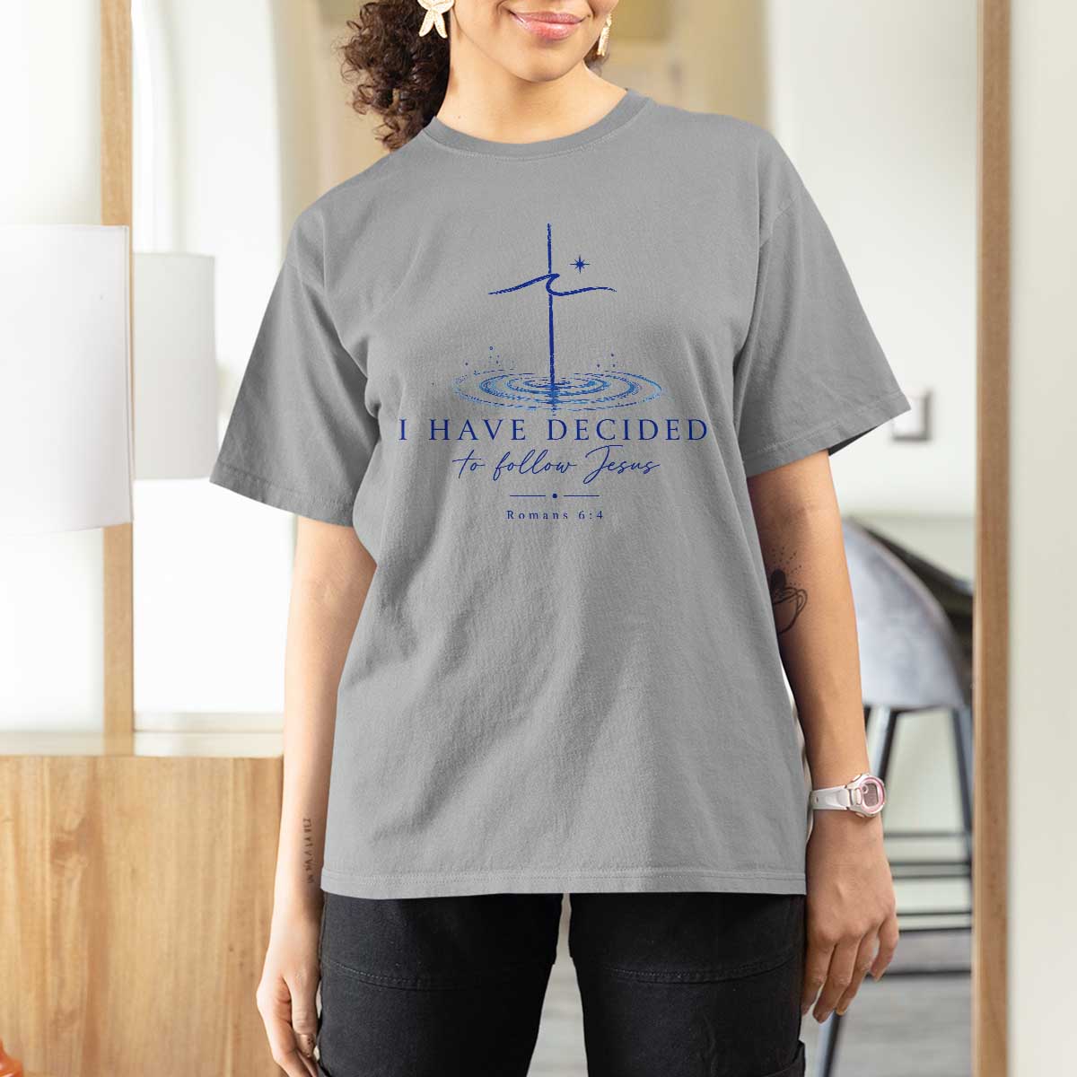 New Believer T Shirt For Women I Have Decided To Follow Jesus In Baptism Cross Water