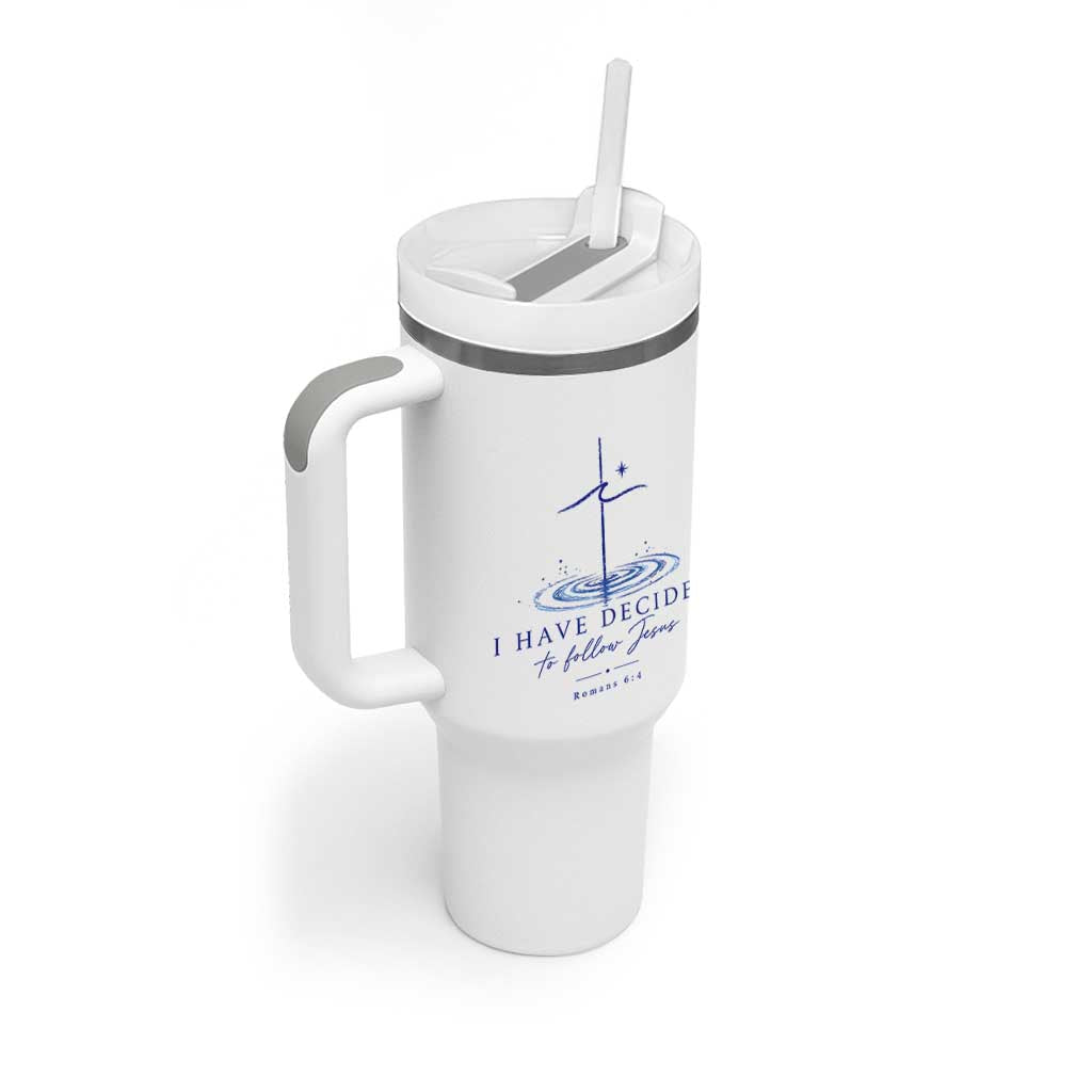 New Believer Tumbler With Handle I Have Decided To Follow Jesus In Baptism Cross Water