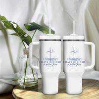 New Believer Tumbler With Handle I Have Decided To Follow Jesus In Baptism Cross Water