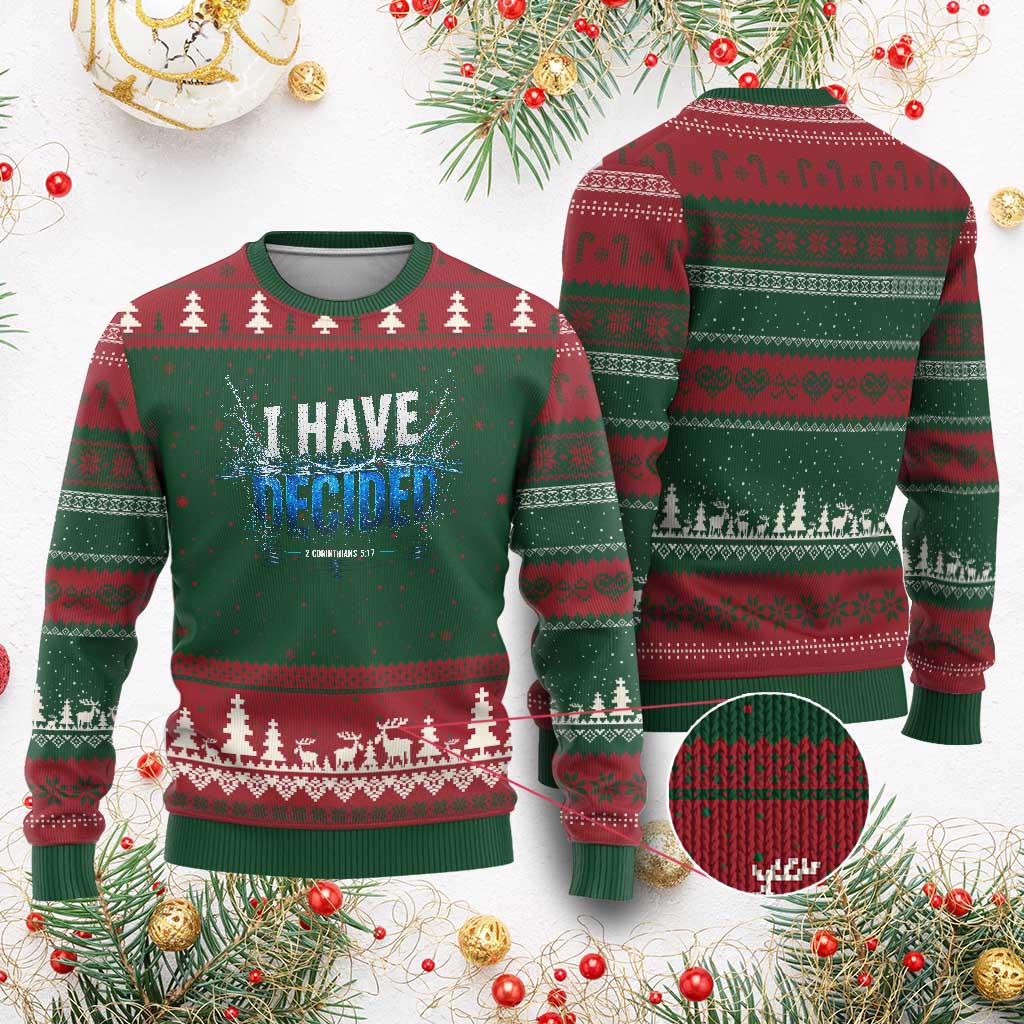 Christian Baptism Ugly Christmas Sweater New Believer Water Immersion Baptized I Have Decided