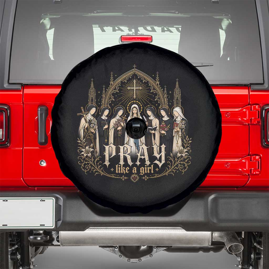 Catholic Saint Spare Tire Cover Pray Like A Girl Vintage Christian Faith Inspired