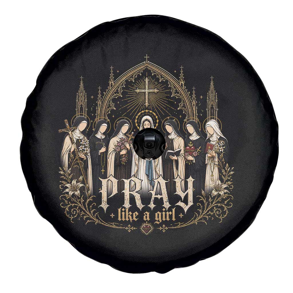 Catholic Saint Spare Tire Cover Pray Like A Girl Vintage Christian Faith Inspired