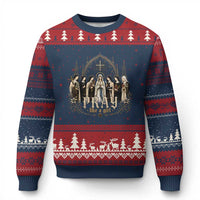 Catholic Saint Ugly Christmas Sweater Pray Like A Girl Vintage Christian Faith Inspired