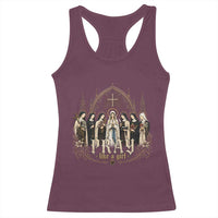 Catholic Saint Racerback Tank Top Pray Like A Girl Vintage Christian Faith Inspired