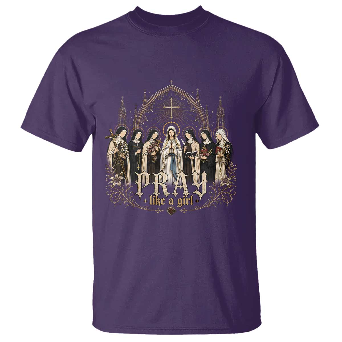 Catholic Saint T Shirt Pray Like A Girl Vintage Christian Faith Inspired