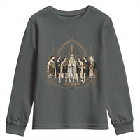 Catholic Saint Youth Sweatshirt Pray Like A Girl Vintage Christian Faith Inspired