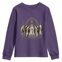 Catholic Saint Youth Sweatshirt Pray Like A Girl Vintage Christian Faith Inspired