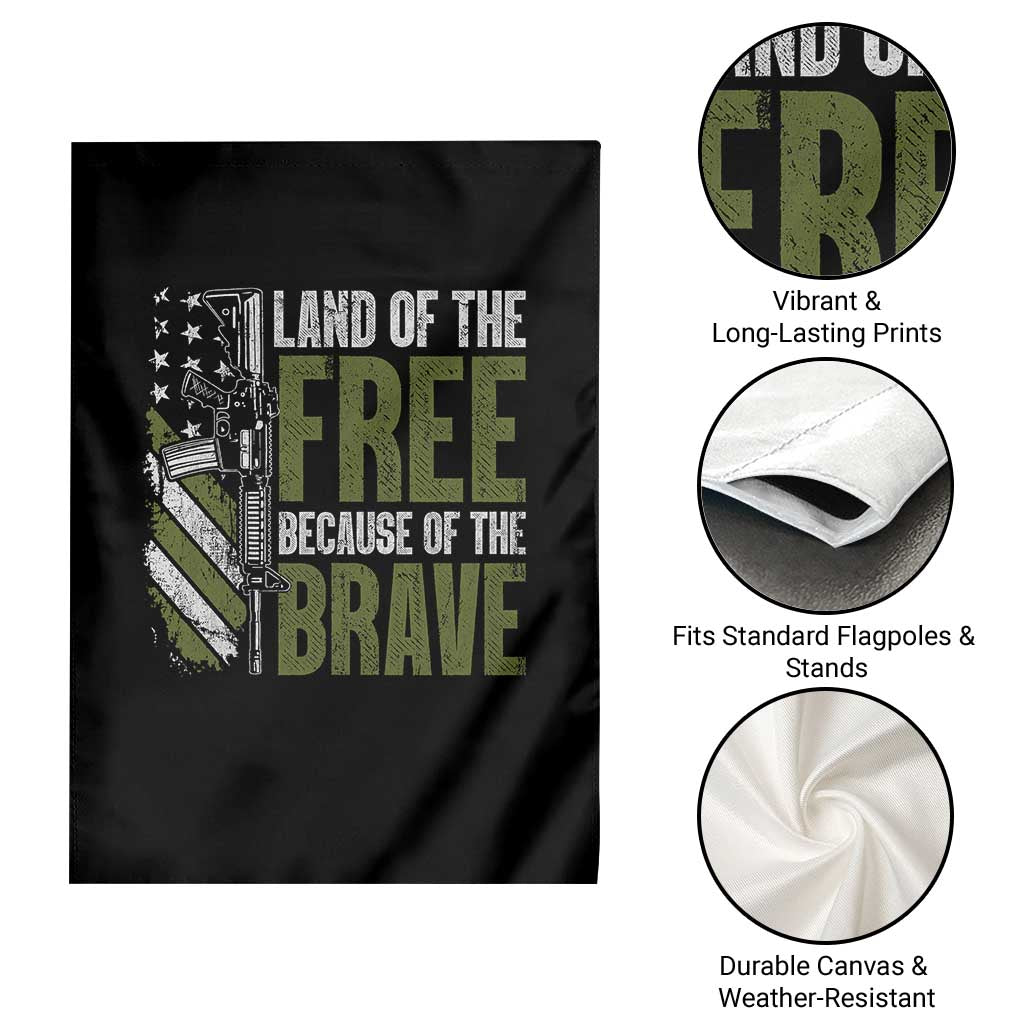 Land of the Free Because of the Brave Garden Flag Gun American Flag - Wonder Print Shop