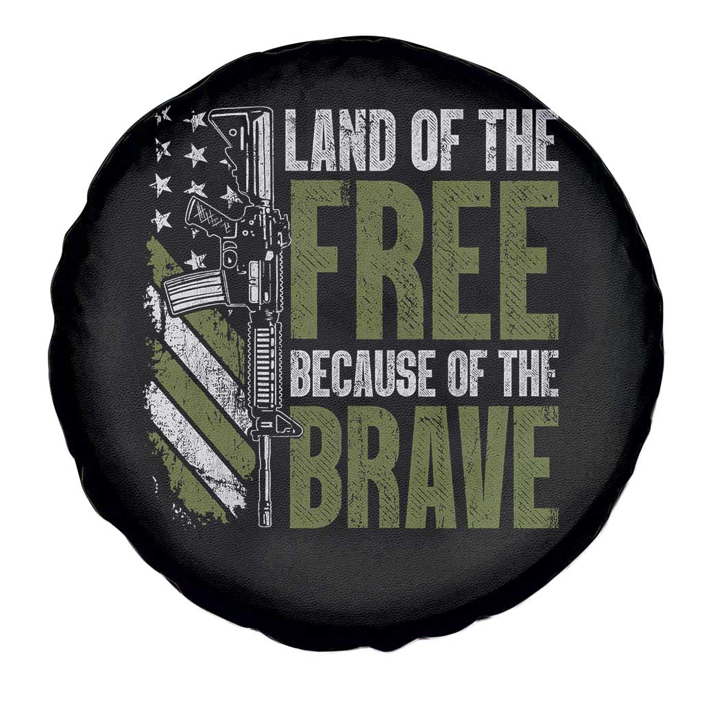 Land of the Free Because of the Brave Spare Tire Cover Gun American Flag - Wonder Print Shop