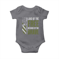 Land of the Free Because of the Brave Baby Onesie Gun American Flag - Wonder Print Shop